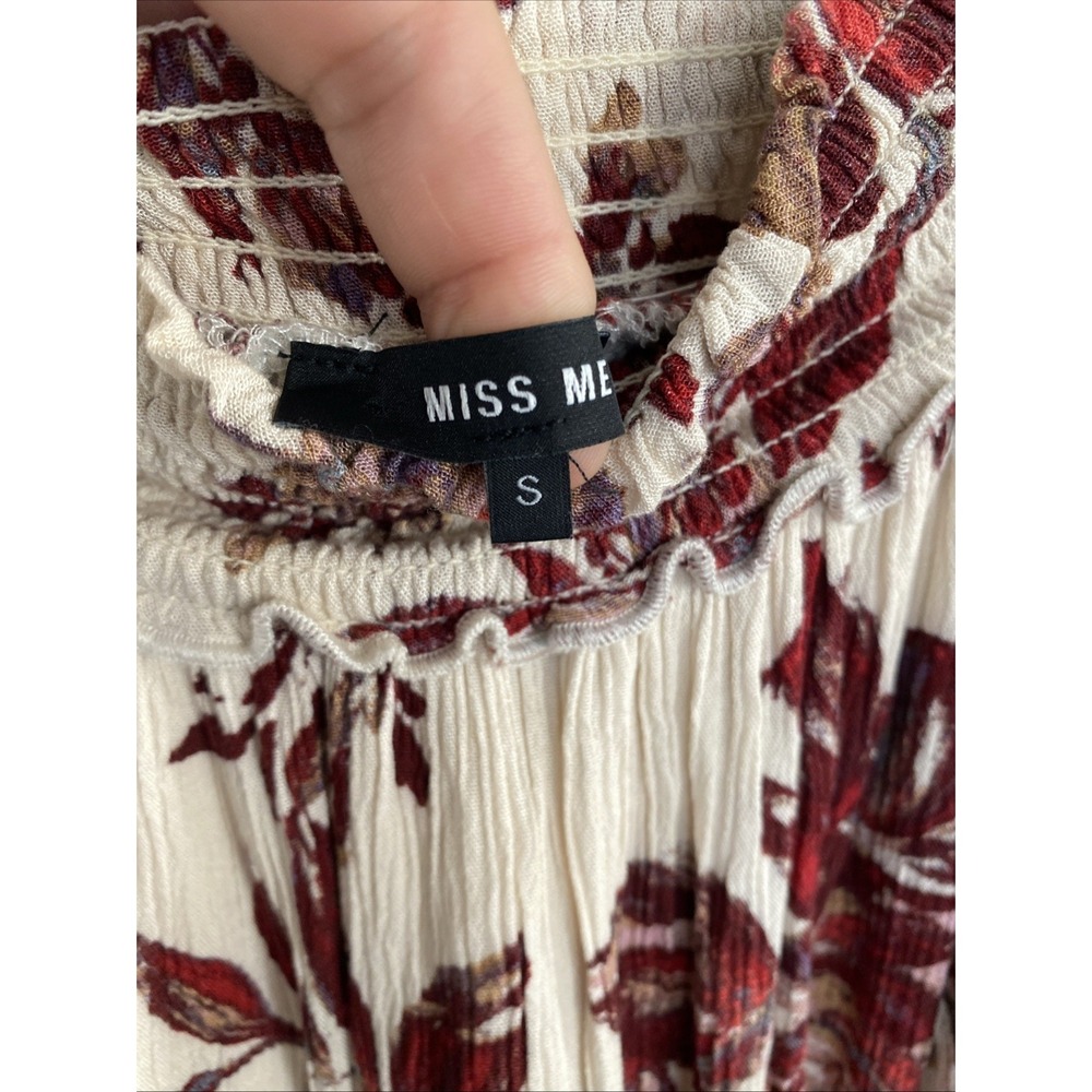 MISS ME - Off Shoulder Red Floral Blouse Size Small Summer Cottagecore Boho - Picture 5 of 9